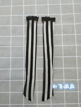 

BJD doll stockings Black and white stripes lace stockings for 1/3 BJD DD SD doll size doll accessories