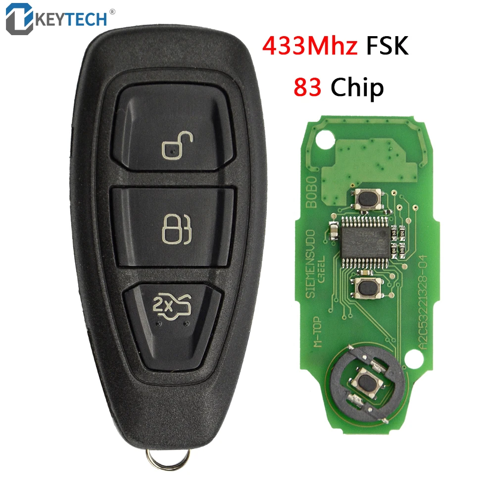 

OkeyTech Smart Folding Remote Key Fob 434 433 MHz With ID83 Chip for Ford Focus C-Max Mondeo Kuga Fiesta B-Max 3 Buttons