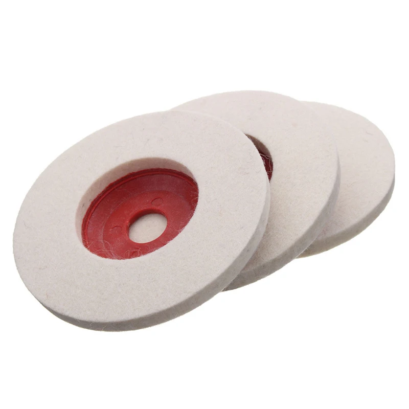 DWZ 3PCS 4'' 100mm Wool Buffing Angle Wheel Grinder Felt Polishing Disc Pad Set