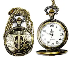 Женские Мужские кварцевые карманные часы 1 шт. в викторианском стиле винтажные часы ожерелье волшебная палочка часы кулон на цепочке