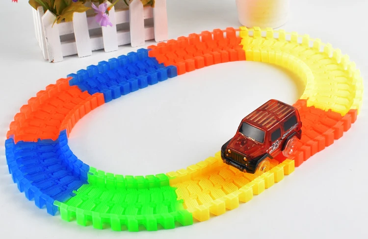 

240 Pcs Kid Colorful Plastic Race Track LED Car Children Assembly Toy Bend Flex Glow Rails Racing DIY Puzzle Roller Coaster Toys