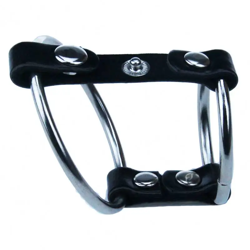 hc04802 leather belt stainless steel cock ring Delay Ejaculation (5)