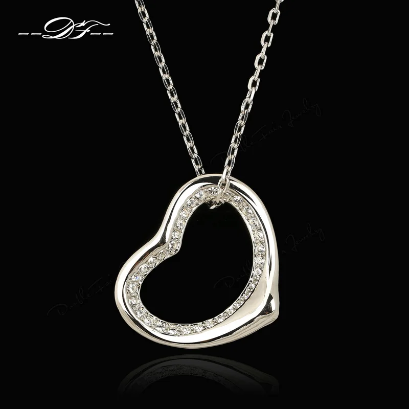 

Love Heart CZ Stone Wedding Necklaces & Pendants Silver Color Chain Cubic Zirconia Jewelry For Women HotSale Colar DFN165