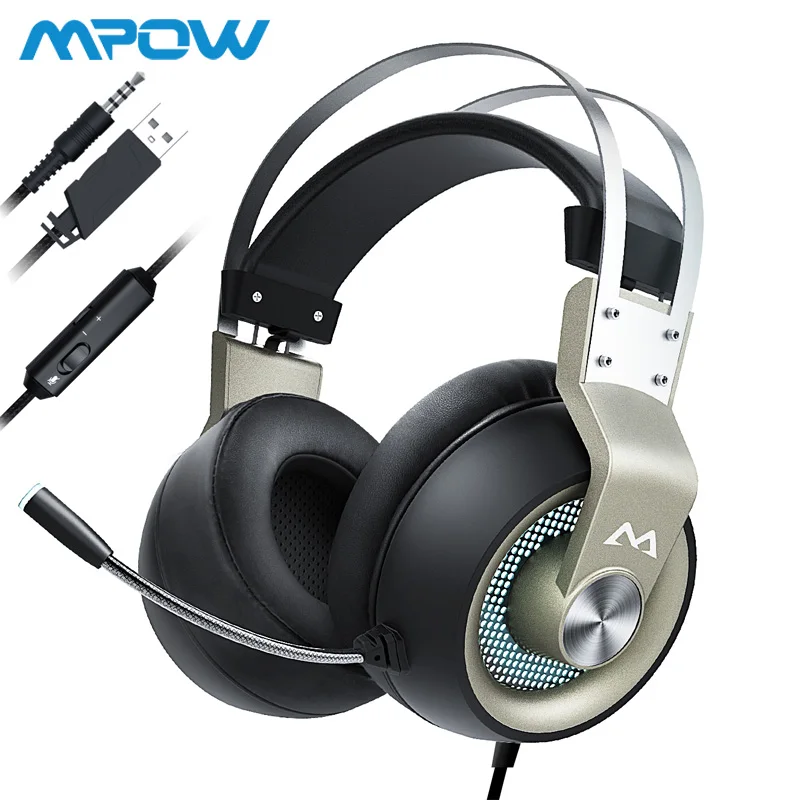 Mpow EG3 Pro Игровые наушники для iPad PS4 ПК ноутбука планшетных телефонов 3,5 мм Jax и USB кабель Поддержка громкости/микрофона управление 50 мм драйвер - Цвет: Black EG3 Pro