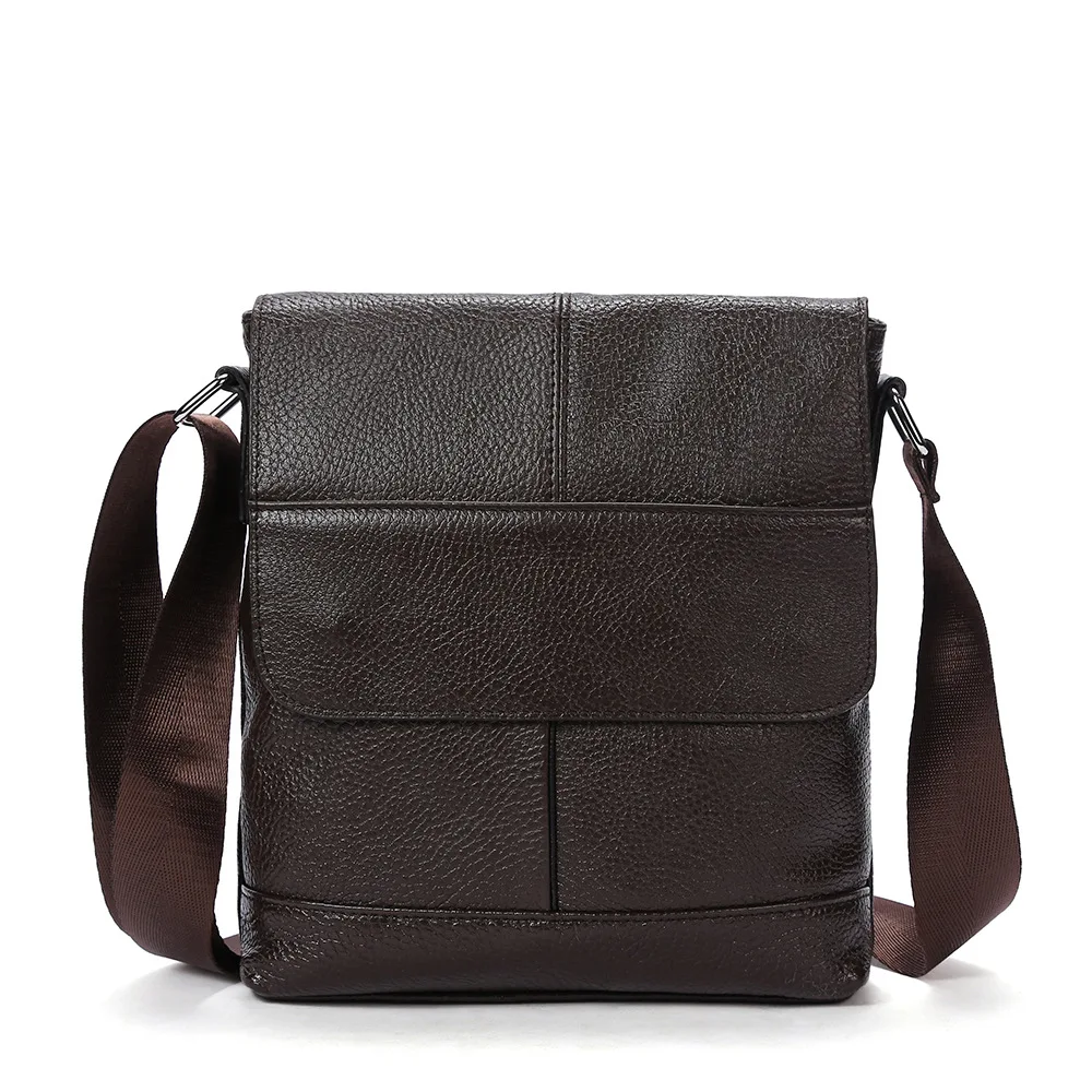 

2019 Men Handbags Business Casual Top Genuine Leather Single Shoulder&Crossbody Bag Vertical Item Organizer Messenger Bag Man