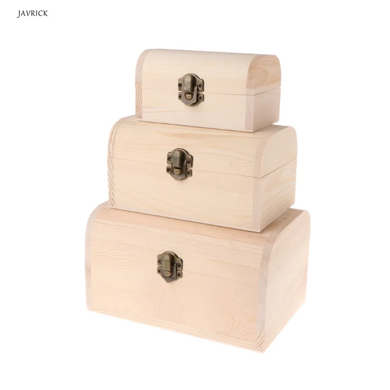 

JAVRICK 3pcs/lot Jewelry Box Storage Necklace Bracelet Ring Wood Case Vintage DIY Crafts