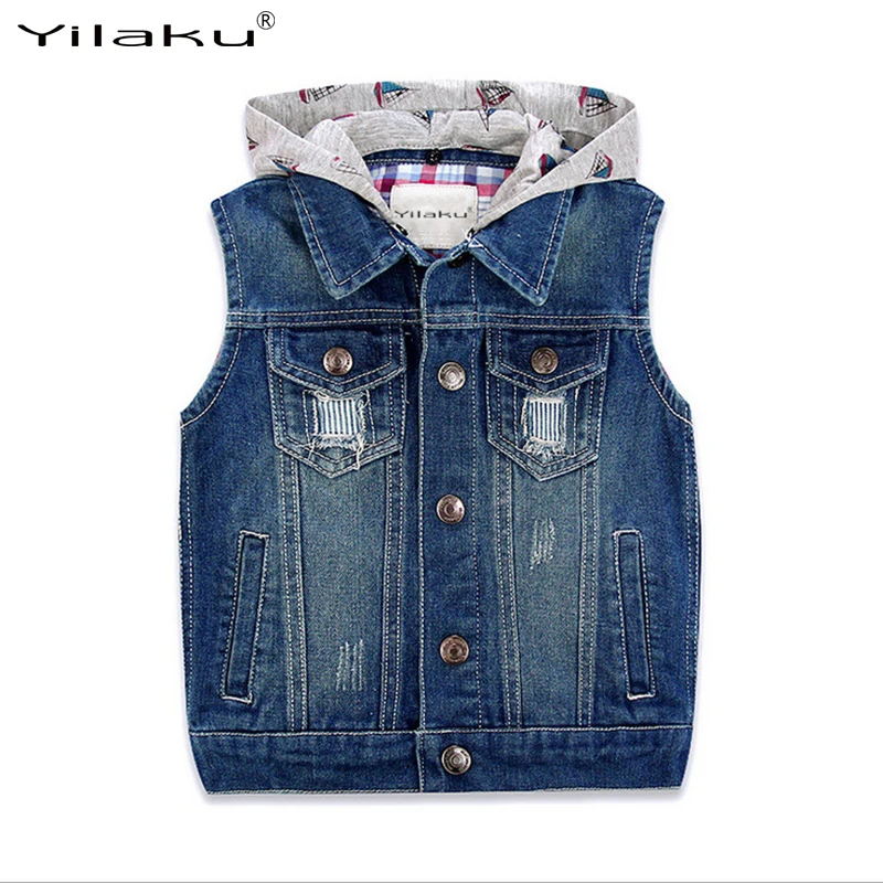 Baby Boys Jeans Hooded Vest Kids Boys Casual Denim Vest For Boys