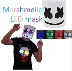 Музыка Marshmello DJ светодиодный светящийся шлем маска для косплея Хэллоуин вечерние латекса маски груза падения
