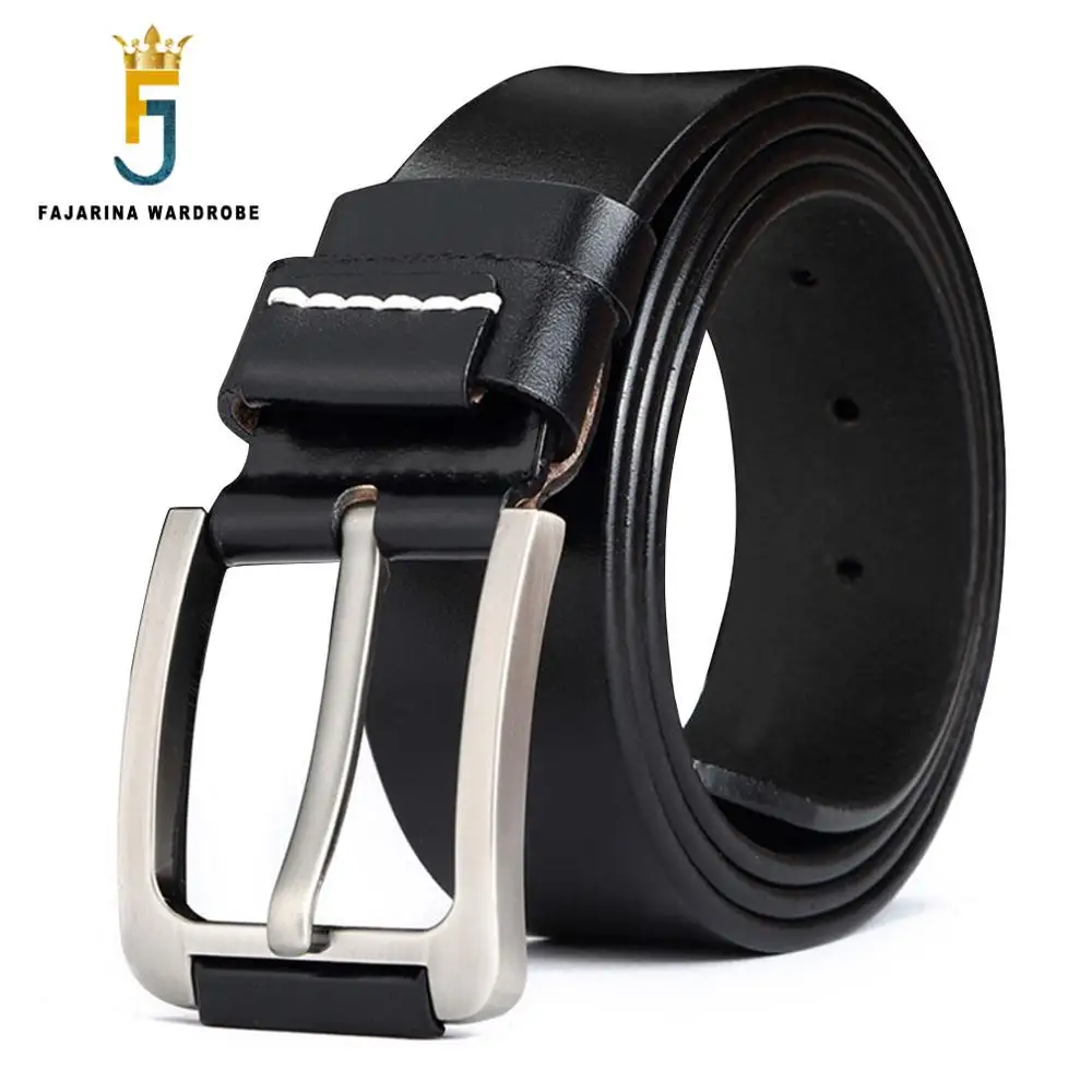 FAJARINA Men's Quality Solid Leather Clasp Buckle Design Retro Style  Mens Jeans Belt Geunine Leather Belts for Men N17FJ143