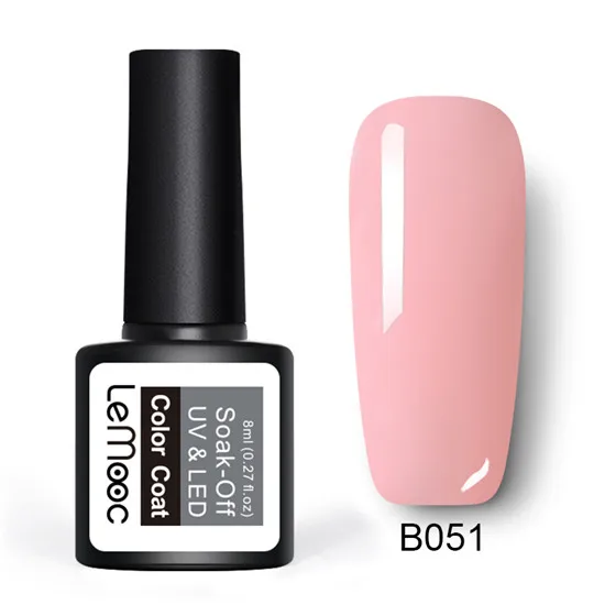 LEMOOC 8 мл розовый цвет серии Гель-лак для ногтей 12 замочить от ногтей гель УФ светодиодный лак для ногтей длительный Гель-лак для нейл-арта - Цвет: B051