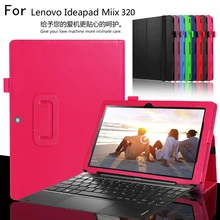 Delgado Ultra Fino Soporte Litchi Grano de Cuero de LA PU Caso de La Piel con la Estación de Teclado Para Lenovo Ideapad Miix 320 10.1 “Tablet PC