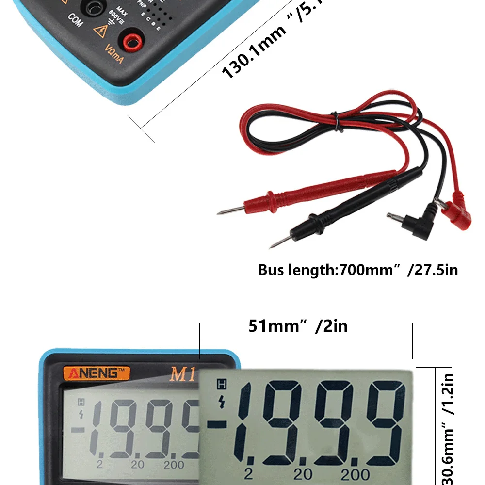 M1 Автоматический цифровой мультиметр с подсветкой AC/DC Амперметр Вольтметр Ом портативный измеритель напряжения транзистор тест мультиметр
