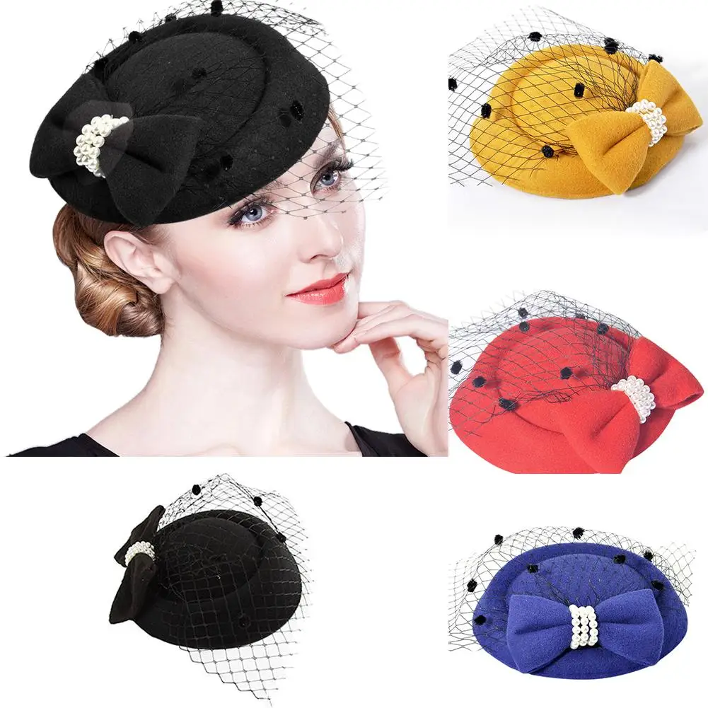 Элегантная шляпка-Вуалетка черного и красного цвета для женщин, соломенная фетровая шляпа в винтажном стиле для дам, церковное платье, женские шляпки Sinamay
