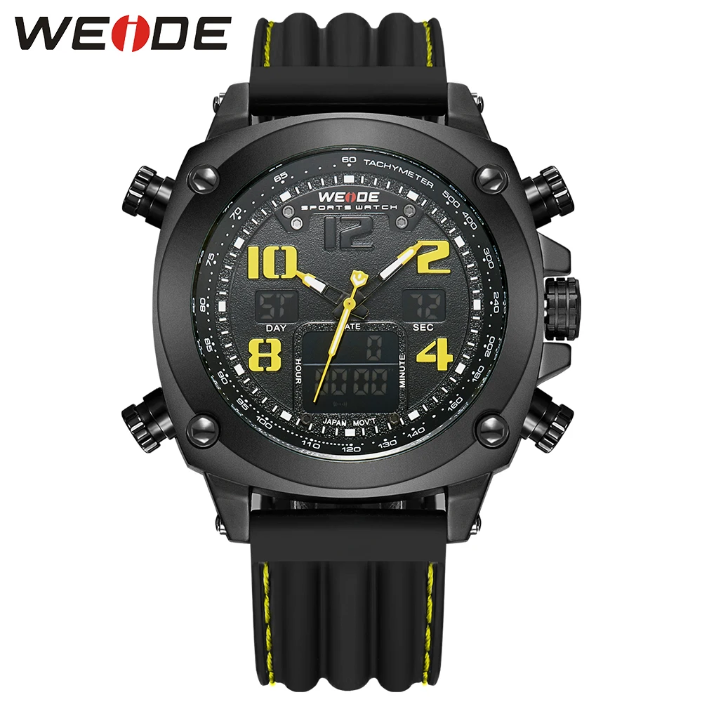 

WEIDE Luxury Outdoor Men's Sports Watches Black Yellow Army Water Resistant Analog Quartz Military Wristwatch Relogio Masculino