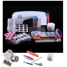 ColorWomen 21 в 1 Набор Профессиональный Набор для творчества УФ гель для ногтей 9 Вт лампа Сушилка кисть, полировщик инструмент для ногтей наконечники клей акриловый набор 160926