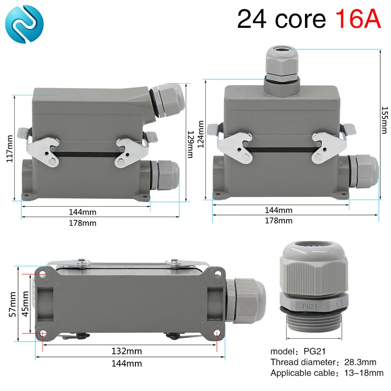 Сверхмощный разъем hdc-he-024 прямоугольный 24 ядра Высокая база авиация розетка водонепроницаемый 16A