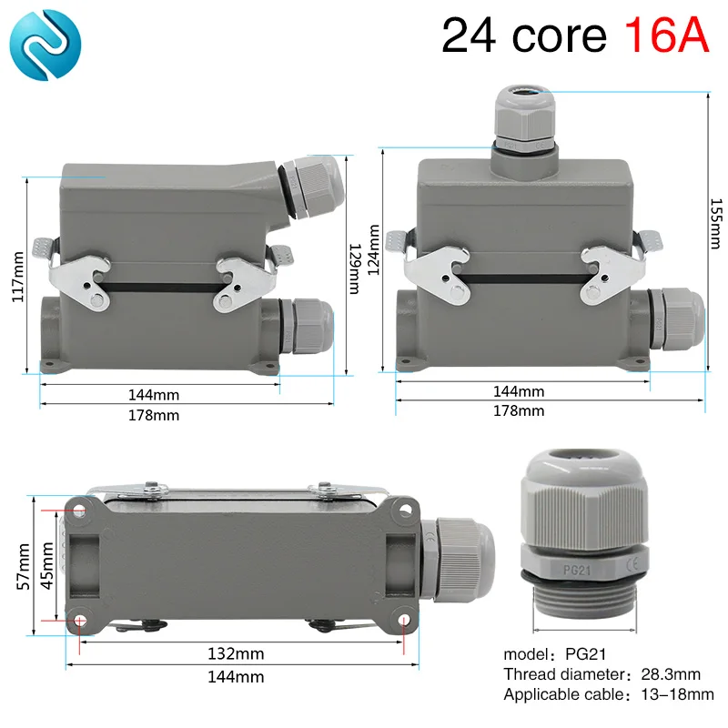 Günstige Heavy duty stecker hdc he 024 rechteckigen 24 core hohe basis luftfahrt steckdose wasserdicht 16A