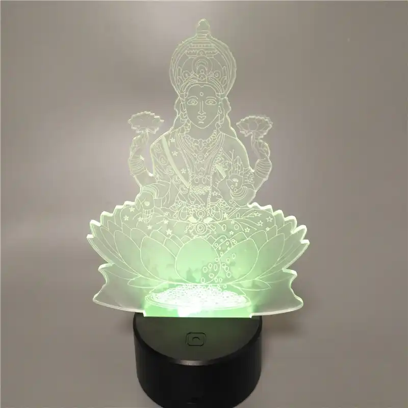 Лакшми Индии Бог богатства светодиодный светильник Йога Медитирующий Multi-цветной акрил свет творческий подарок 7 Изменение цвета