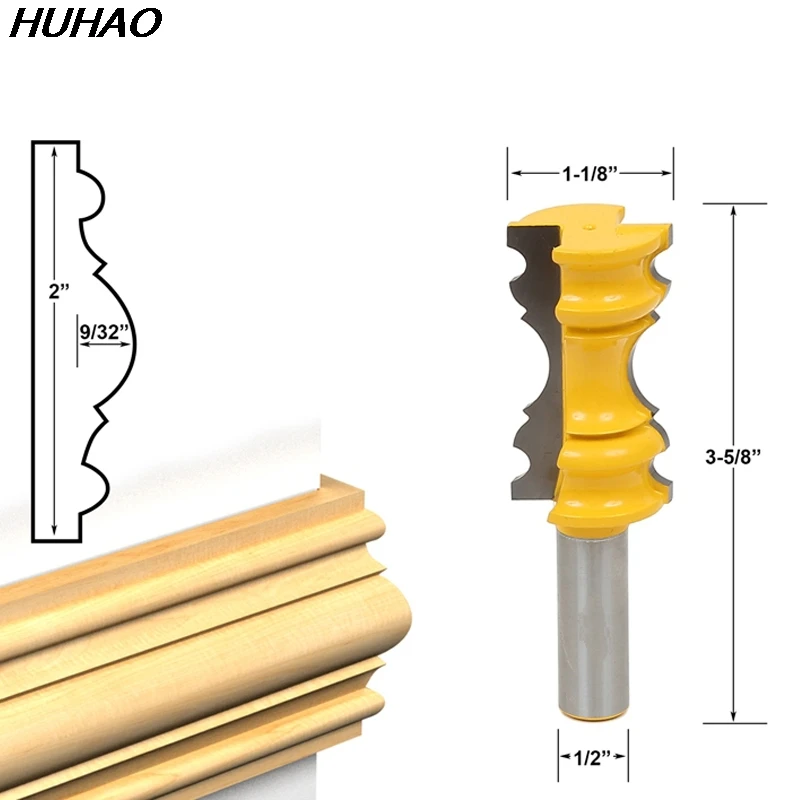 

1pcs Large Elaborate Chair Rail Molding Router Bit - 1/2" Shank