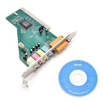 

4 Channel 5.1 Surround 3D PC PCI Sound Audio Card w/Game MIDI Port Sound Card & 1XCD for PC Windows XP/7/8/10