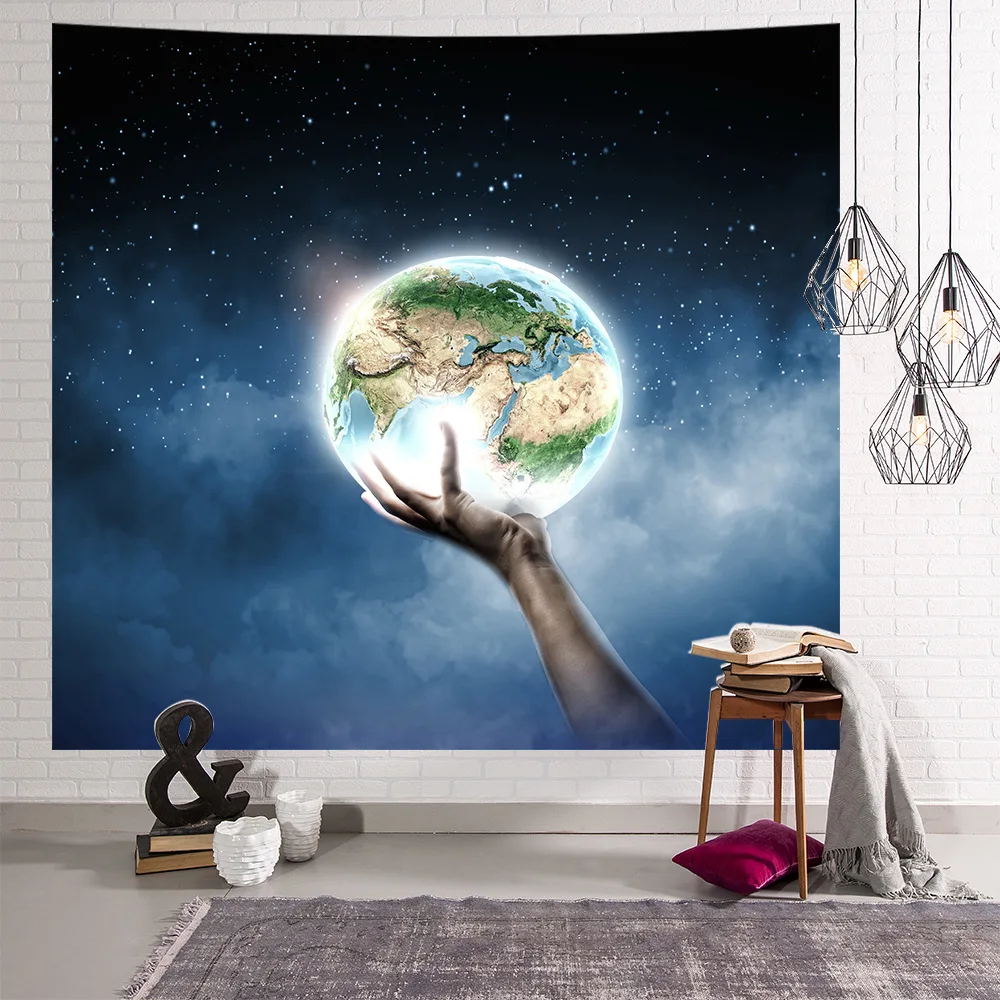 Galaxy Psychedelic Star Tapestry Wall Hanging Lightweight Polyester Fabric Forest wall hanging Decoration Home