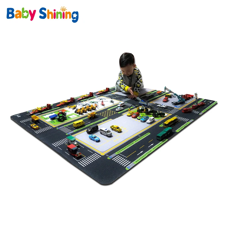 

Baby Shining Game Mat 110X140CM Baby Play Mat Urban Traffic Road Mat Road Street Children Anti-skid Moisture-proof Play Mats