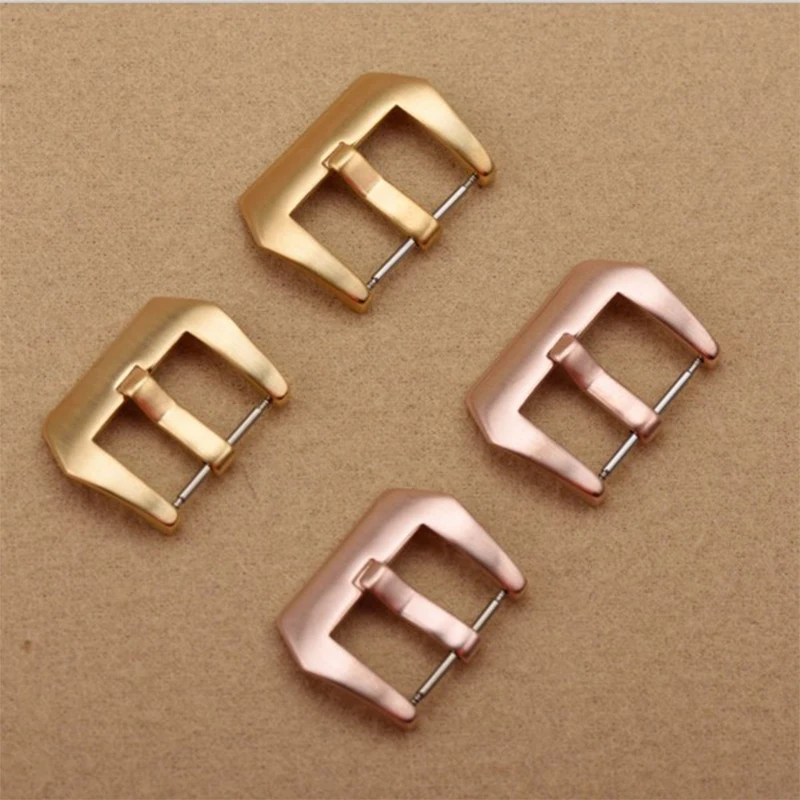 

1pcs 18/20/22/24/26mm Solid Scrub Stainless Steel Brushed Gold and Rose Gold Finished Watch Band Clasp Buckle Watchbands