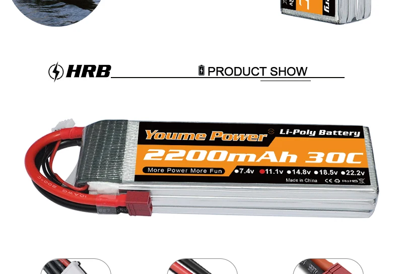 Youme Lipo батарея 3S 11,1 V 2200mah 4S 14,8 V 4200mah 6000mah 6S 22,2 V RC гоночные самолеты автомобили грузовик лодка запчасти 50C T Deans XT60