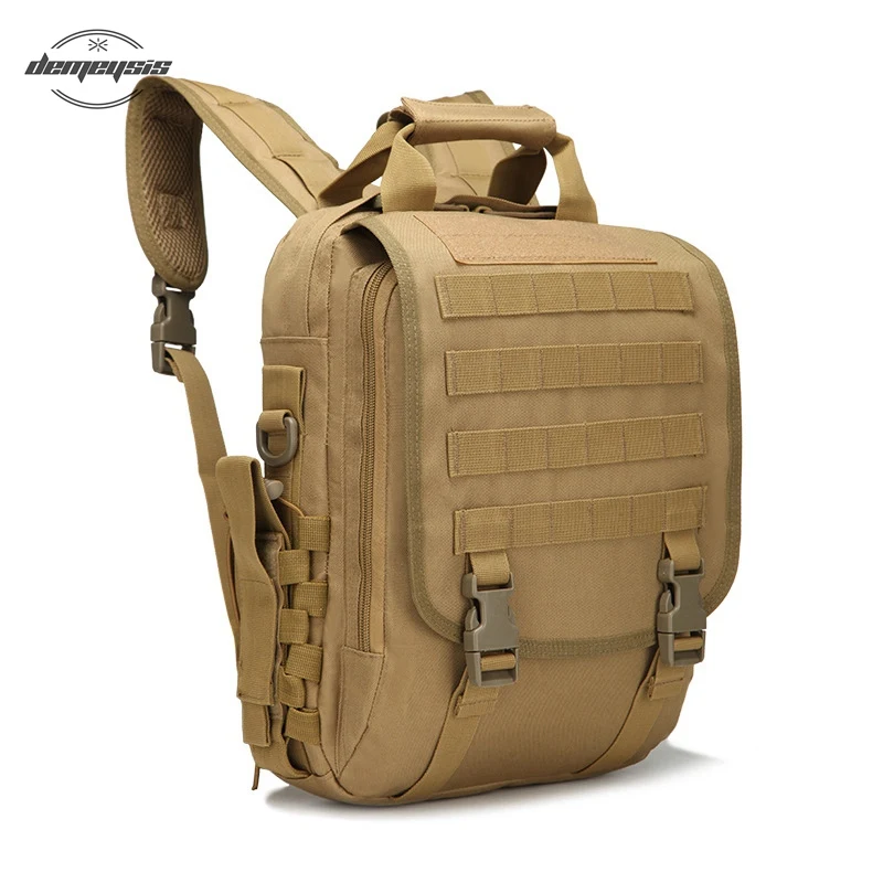 Тактический Открытый путешествия 1" ноутбук IPAD через плечо рюкзак Молл Сумка армейская сумка для ноутбука - Цвет: tan