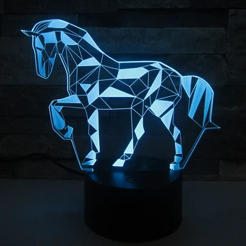 

Diamond Horse 3D Night Light Creative Electric Illusion 3d Lamp LED 7 Color changing USB touch Desk Lamp For Kid's Gift