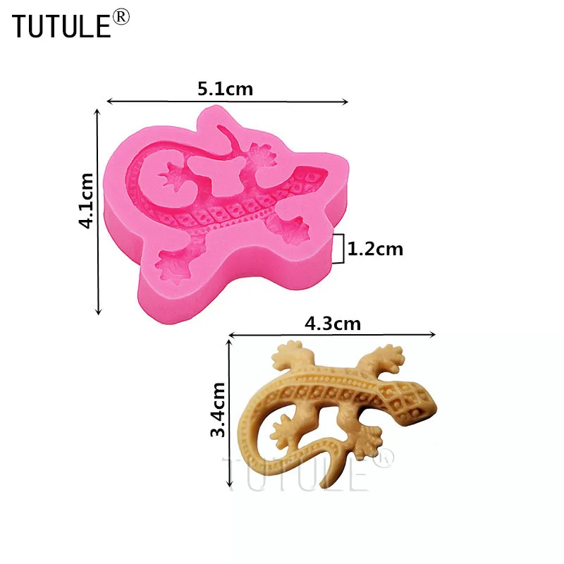 Ящерица Гибкая силиконовая форма для использования со смолой, полимерными глинянами, помадкой, шоколадным сахаром, конфетами, жевательной пастой, пищевая форма геккон