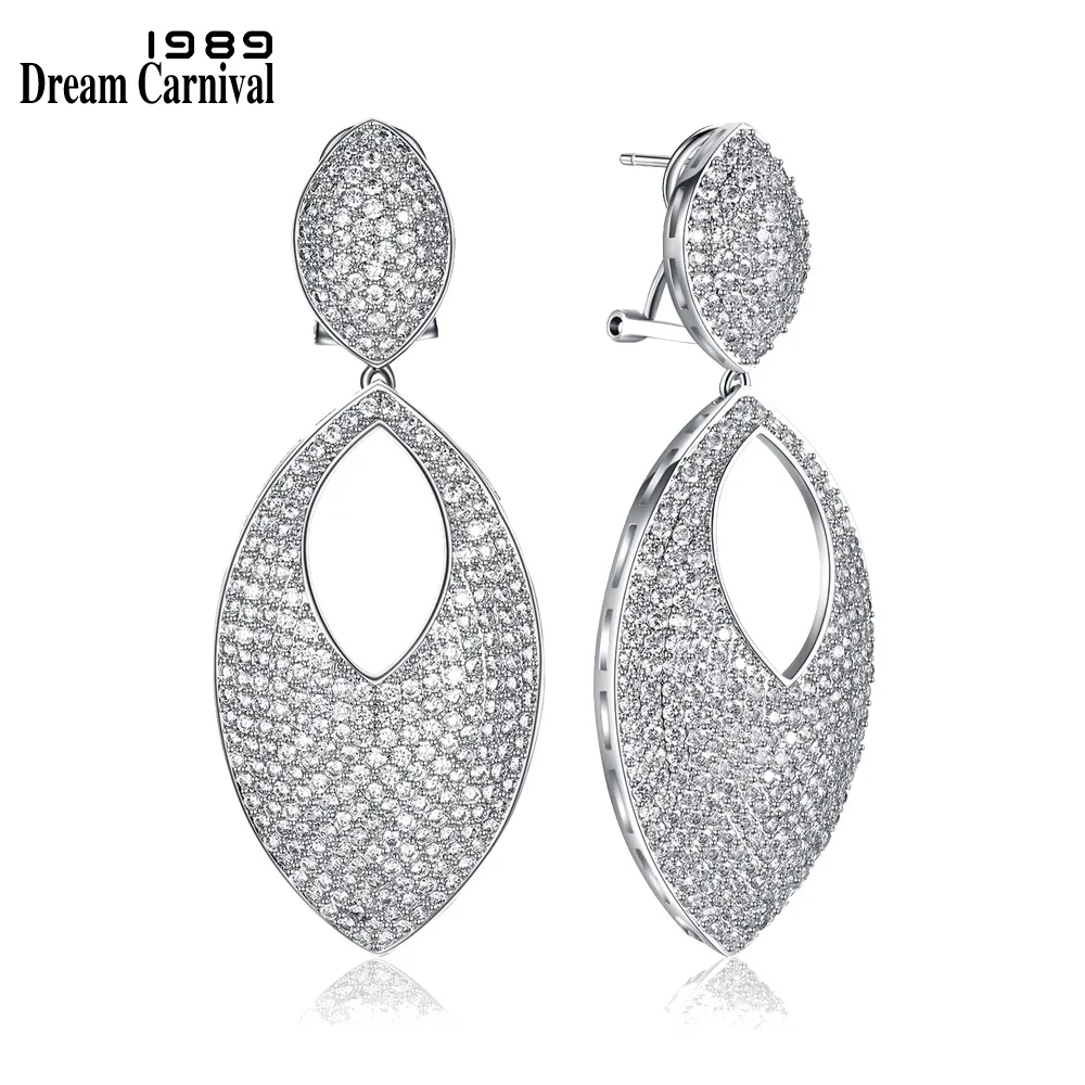 

DreamCarnival 1989 New fashion Top Quality Drop Earrings Gold Rhodium Color Clear Cubic Zirconia earrings for women SE05634