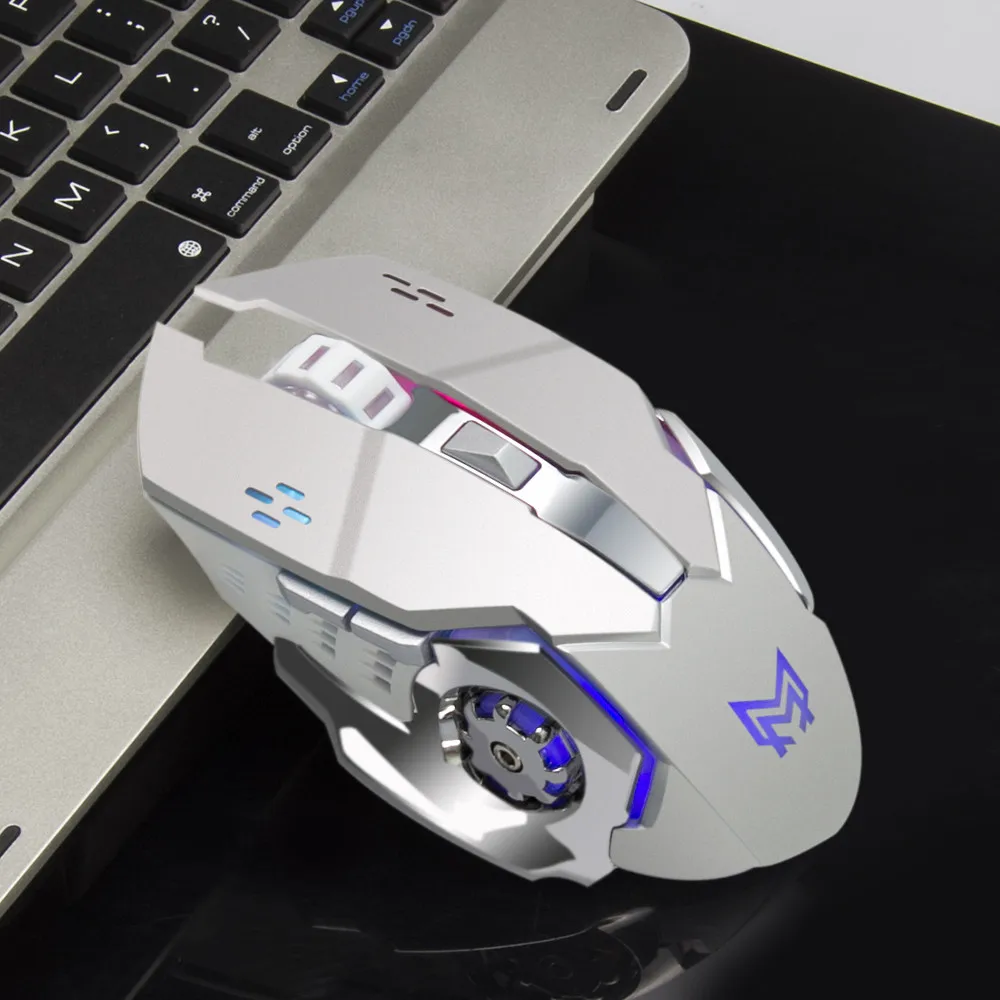 Перезаряжаемая Беспроводная игровая мышь с usb приемником 4 цветовых