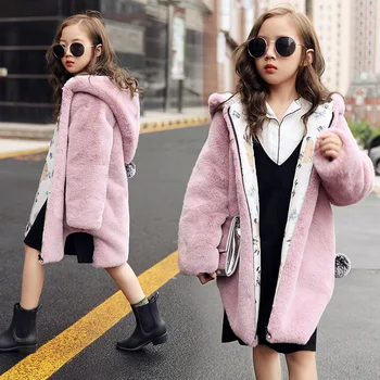 

winterjas kinderen girls winter clothes long jackets 2018 faux fur children outwear