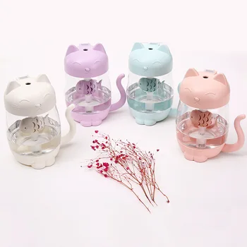 

3 in 1 350ML USB Cat Air Humidifier Ultrasonic Cool-Mist Adorable Mini Humidifier With LED Light Mini USB Fan for Home office