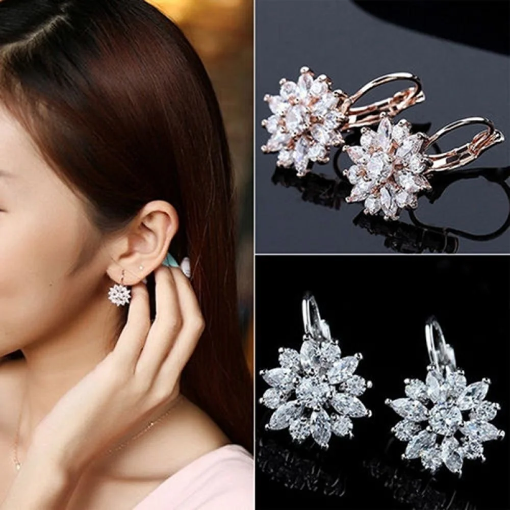 

1 pair of fashion gold color earrings for ladies statement snowflake silver color earrings jewelry gift Y-20