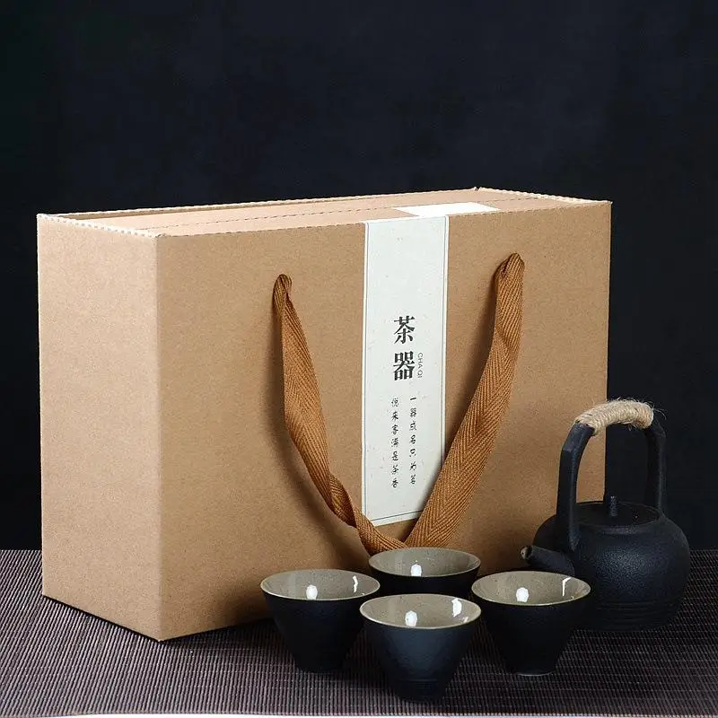 

Ceramic Tea Set Include 1 Teapot 4 Teacups Black Porcelain Porcelain Handle Teapot Kettle Chinese Travel Ceramic Portable Teaset