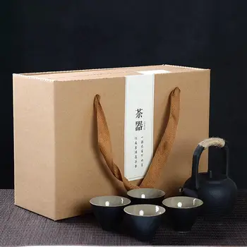 

Ceramic Tea Set Include 1 Teapot 4 Teacups Black Porcelain Porcelain Handle Teapot Kettle Chinese Travel Ceramic Portable Teaset
