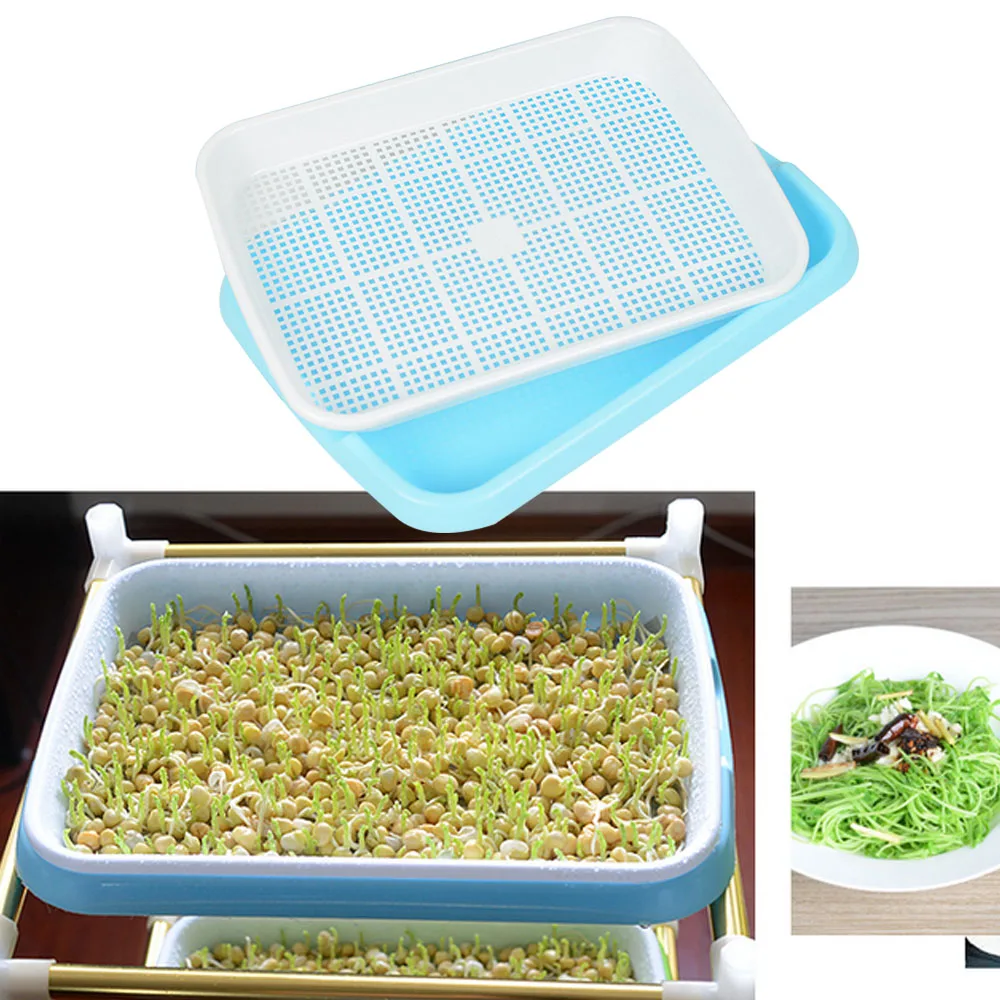 Behogar 4 Set Double-layer Plant Seed Sprouter Germination Tray for Garden Beans Peas Mung Wheat Grass Alfalfa Vanilla Radish Behogar 4 Set Double-layer Plant Seed Sprouter Germination Tray for Garden Beans Peas Mung Wheat Grass Alfalfa Vanilla Radish