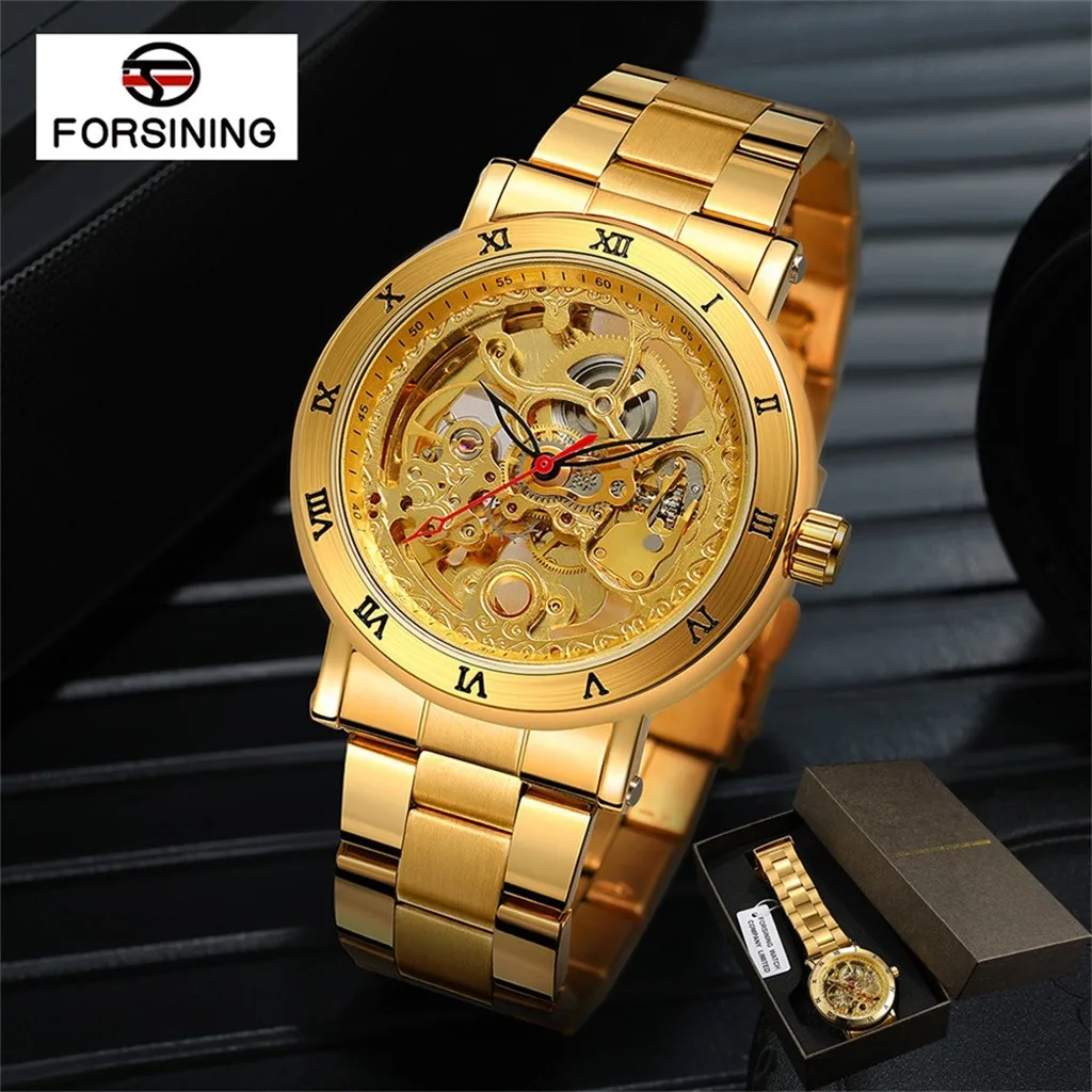 

Luxury Wristwatch Reloj Hombre Waterproof Steel Watch Double Bottom Hollow Men's Automatic Mechanical Watch relogio masculino LD