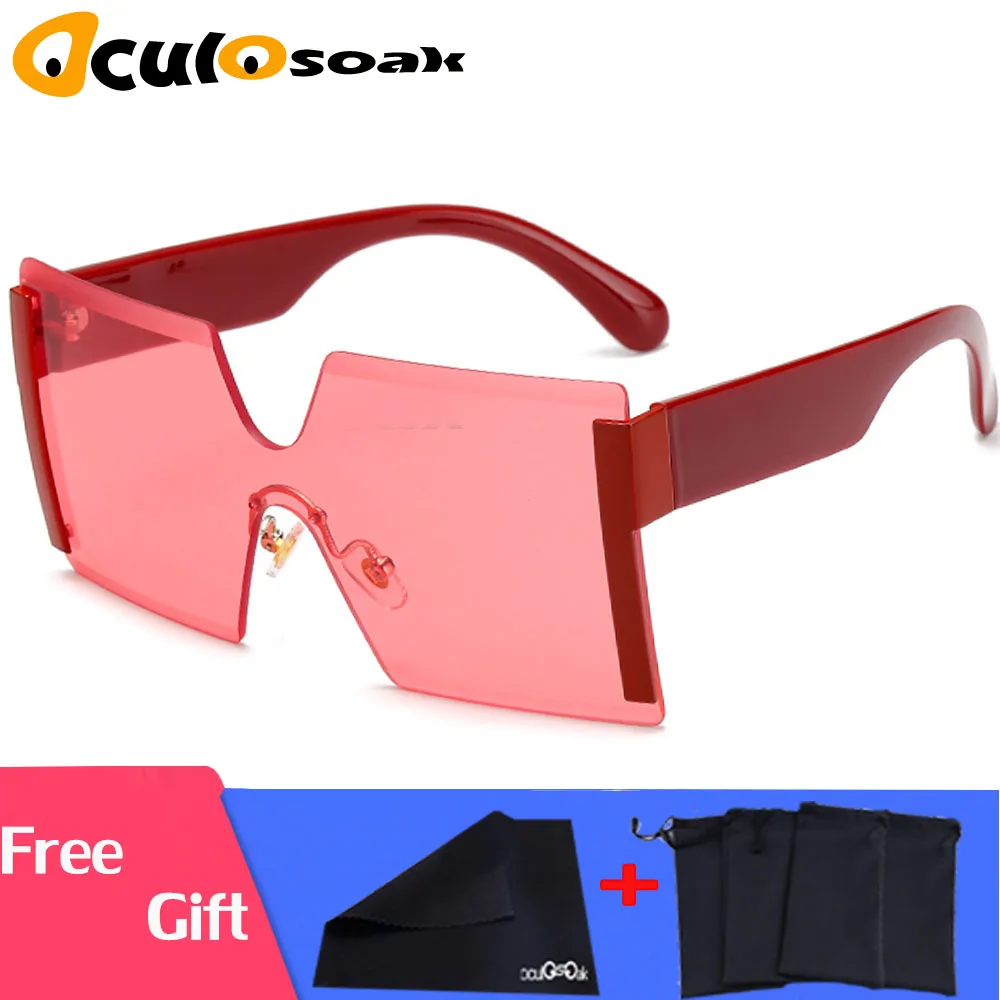 2019 Square Oversized Sunglasses Women Fashion Rimless Sun Glasses Lady Brand Designer Vintage Shades Gafas Oculos de sol UV400