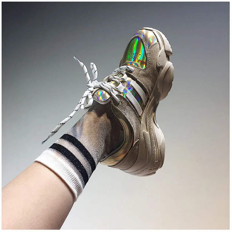 2018 Spring Autumn Shoes Women Platform Shoes Lady Lace Up Casual Shoe Creepers Harajuku Punk Style Girl Gold Silver Shoes Woman (1)