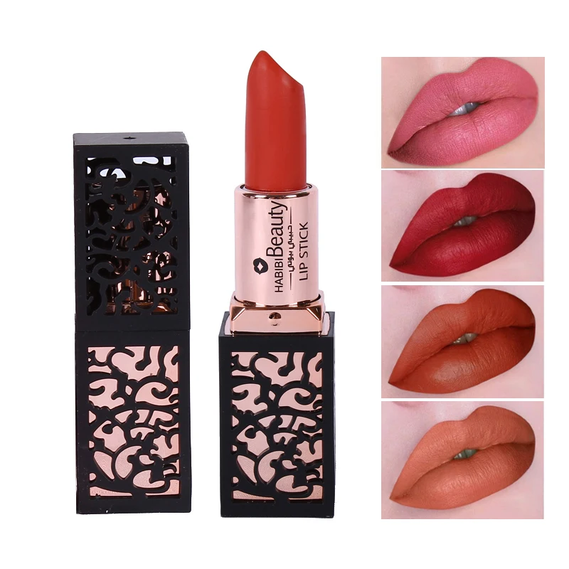 

Habibi Beauty Brand Matte Lips Makeup Kit 8 Colors Square Lip Stick Long Lasting Pigment Sexy Dark Red Matte Luxury Lipstick Lot