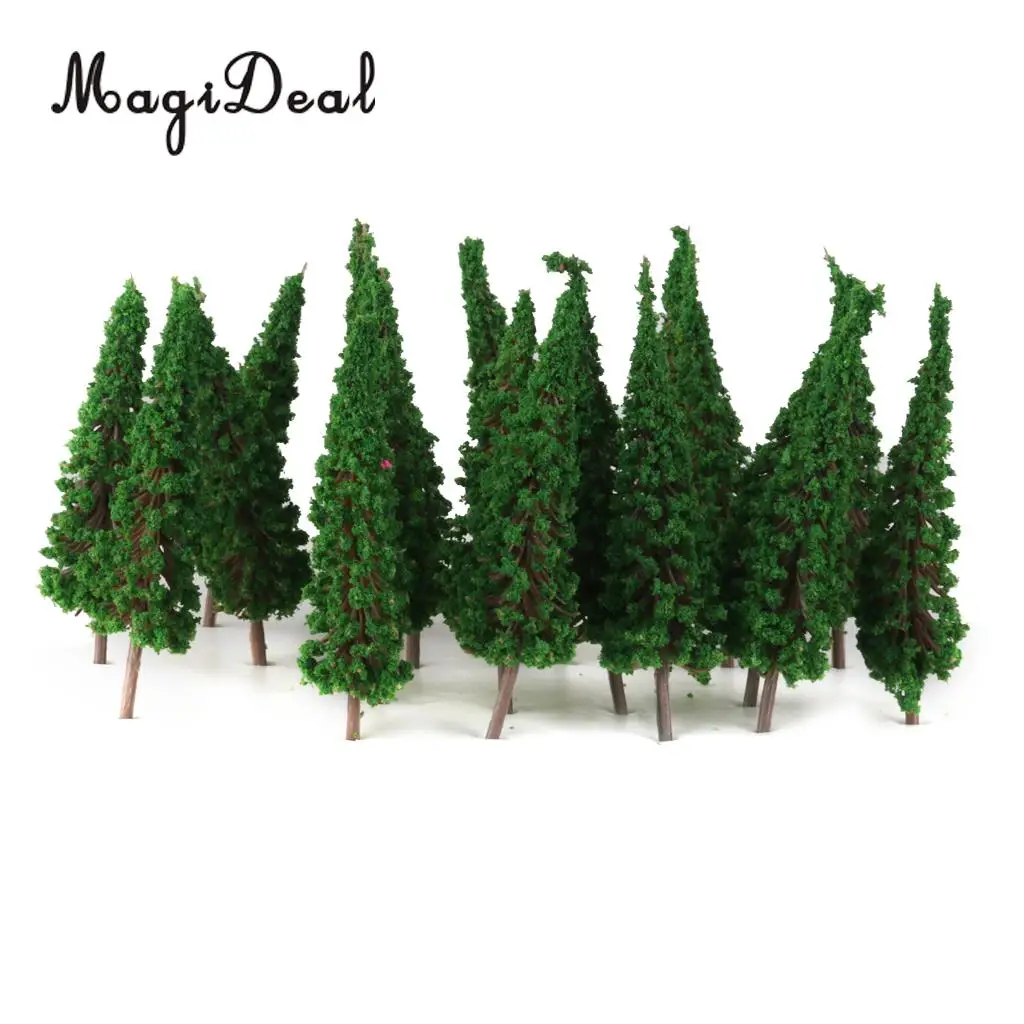 MagiDeal High Simulation 50Pcs/Lot 1/100 Scale Pagoda Trees Model Train Railroad Scenery for House Garden Park Greenery Decor