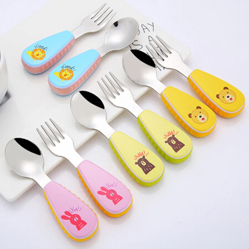 1 комплект 6 стилей из нержавеющей стали детская столовая посуда ложка Вилка мультфильм обеденное блюдо для кормления