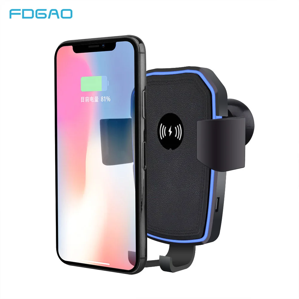 

FDGAO Qi 5W Car Wireless Charger for iPhone Xs X 8 Wireless Charging for Samsung Galaxy S9 S10 Car Phone Holder Charger