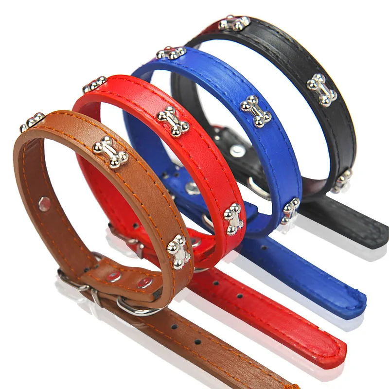 

Charming Bone Pet Dog Collar Soft PU Leather Puppy Lead Collar for Chihuahua Yorkie Small Dog Collar Leads