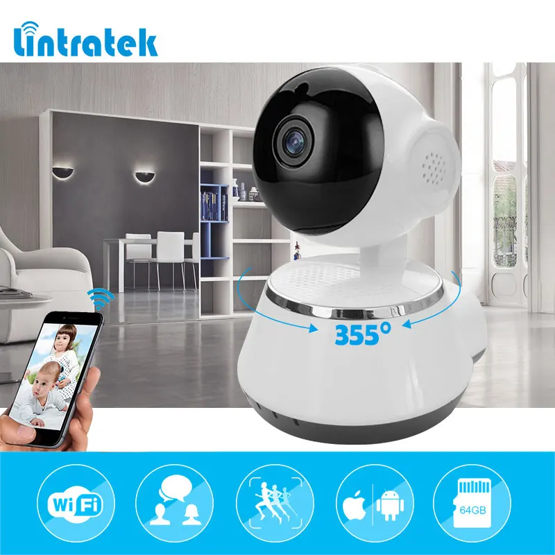 Lintratek системах видеонаблюдения ip-пэт камеры 720 P HD радионяня Мини Wi-Fi PTZ 355 градусов Поддержка onvif 2,0 беспроводной домашней камера