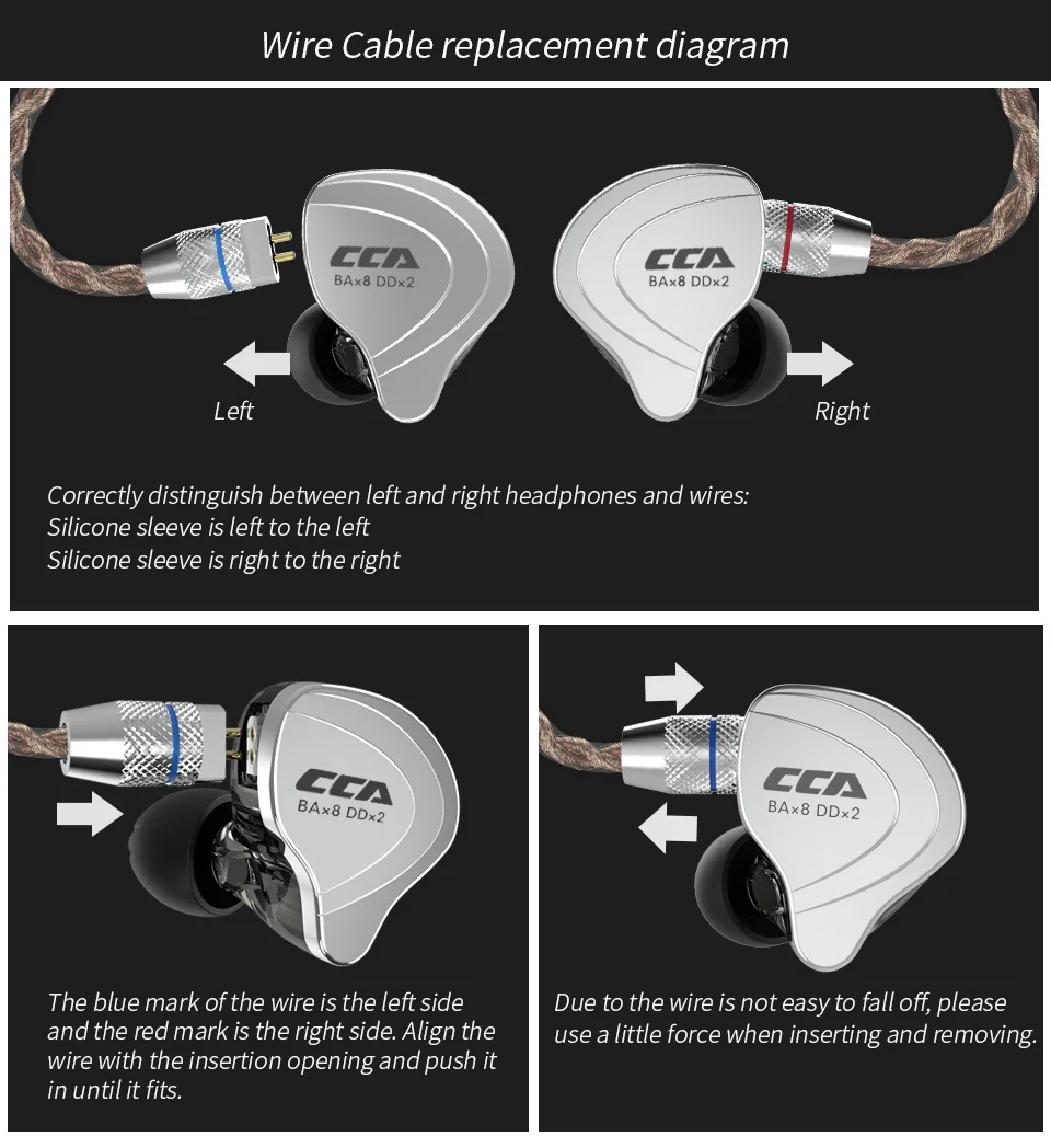 CCA C10 4BA+1DD Hybrid In Ear Earphone HIFI DJ Monitor Running Sport Earphone Headset Earbud With Detacable Upgraded Cable (15)