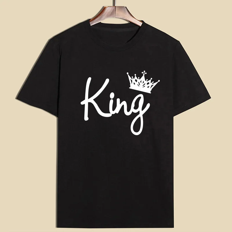 King Queen T shirt Men Women Tops Couple Clothes Imperial Crown Printing Cotton Casual O neck Short sleeve T Shirts for Lovers King Queen T shirt Men Women Tops Couple Clothes Imperial Crown Printing Cotton Casual O neck Short sleeve T Shirts for Lovers